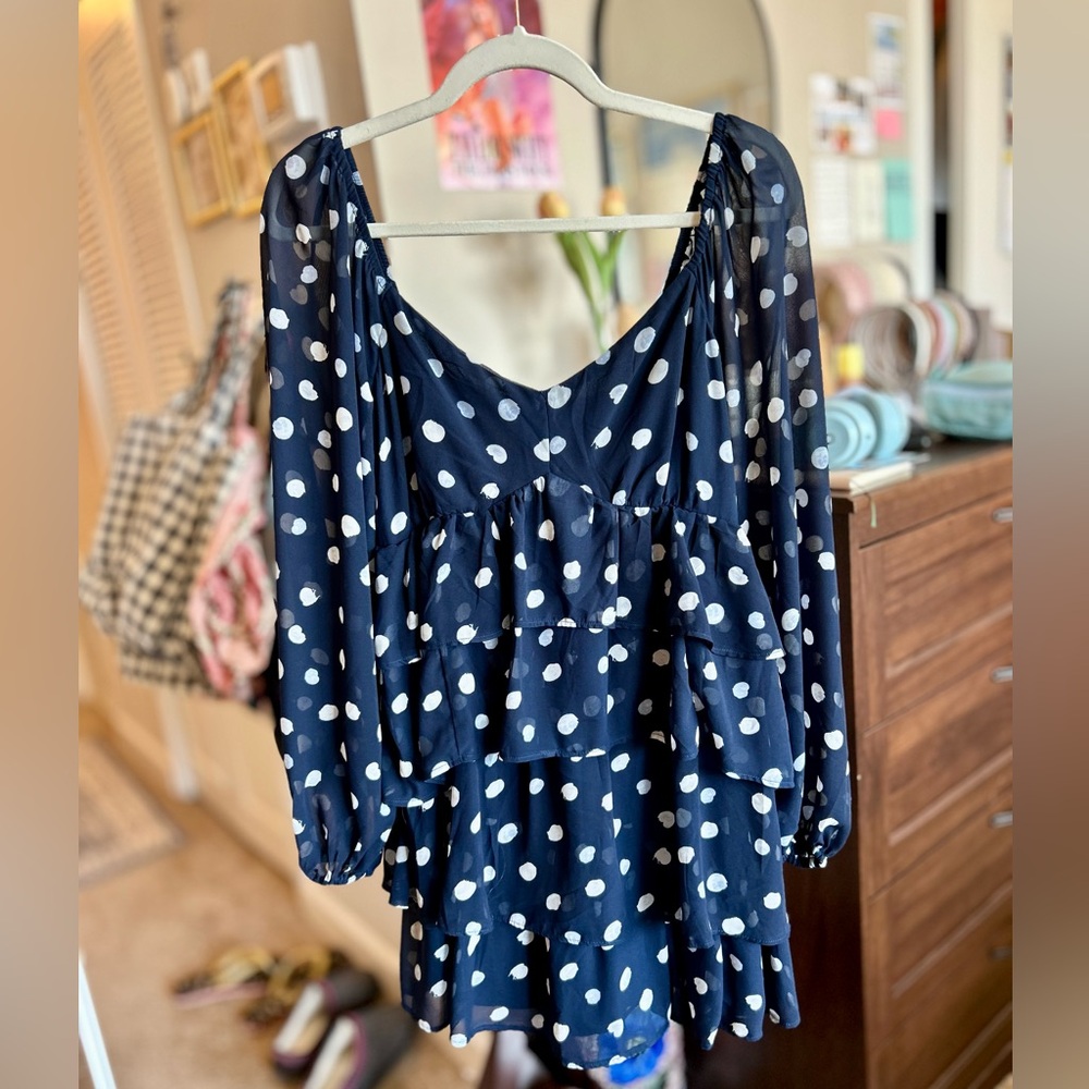 Abercrombie & Fitch Blue and White Polka Dot Dress